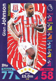 Glen Johnson Stoke City 2016/17 Topps Match Attax #238